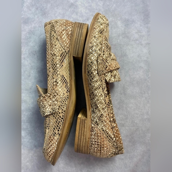 Anthropologie Seychelles Weekenders Tan Tiger Eye Reptile Leather Loafers Sz 8.5 - Picture 6 of 12